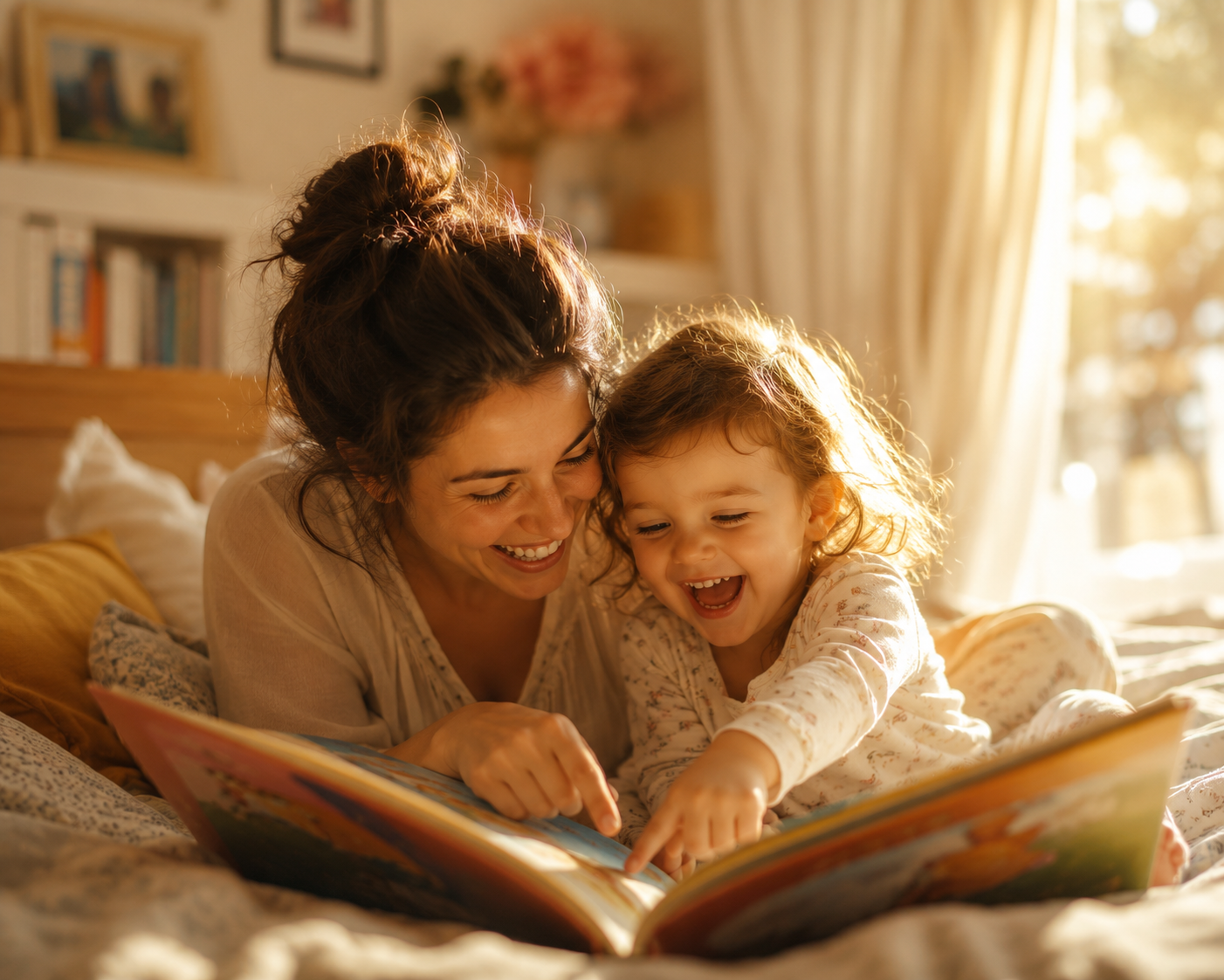 Mutter liest ihrem Kind ein Buch vor — Leseförderung zuhause